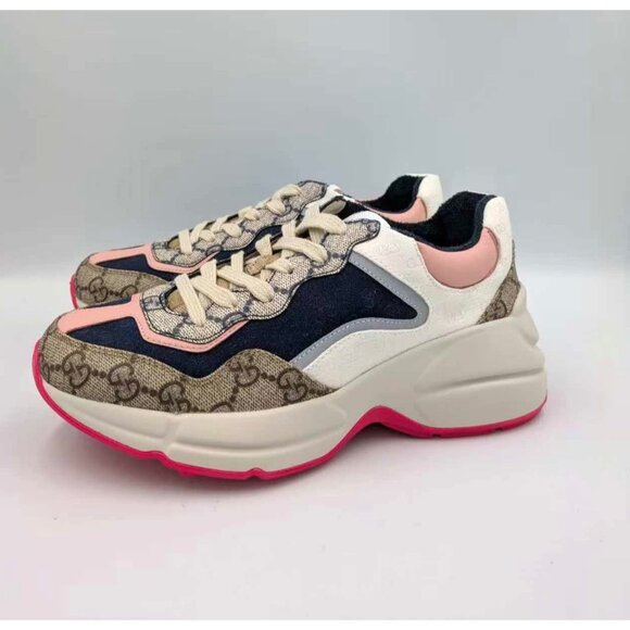 Gucci Women’s GG Rhyton Canvas Leather Low Top Sneakers Multicolor EU36.5 620185 - Picture 5 of 12